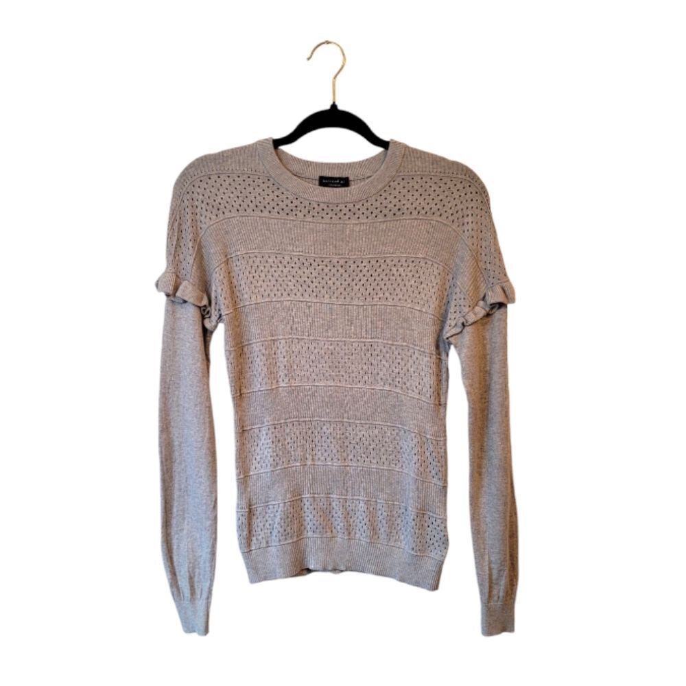 Current Air Grey Ruffle Sleeve Modal Blend Sweater